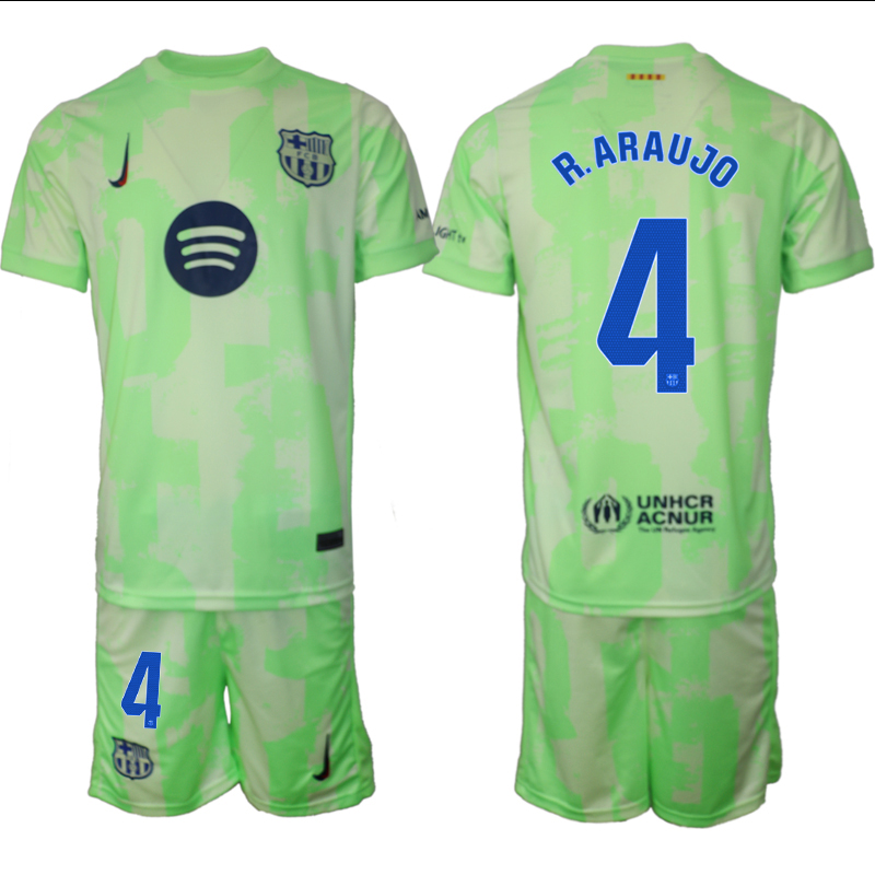 Men 2024-2025 Club Barcelona away Green #4 Soccer Jersey->barcelona jersey->Soccer Club Jersey